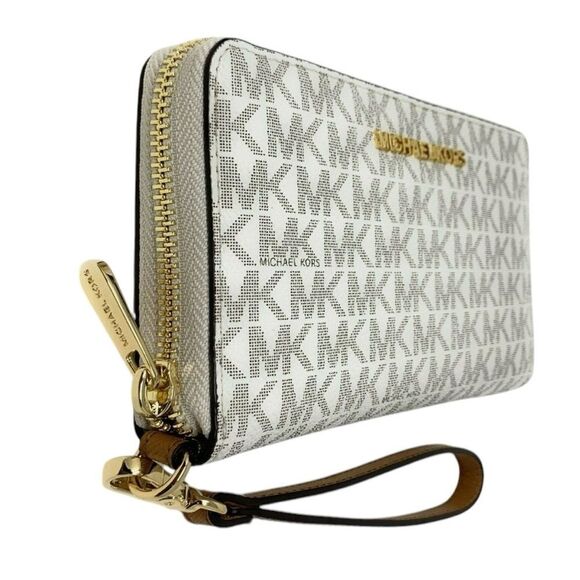 MICHAEL KORS JET SET TRAVEL WALLET IN VANILLA - Picture 1 of 6